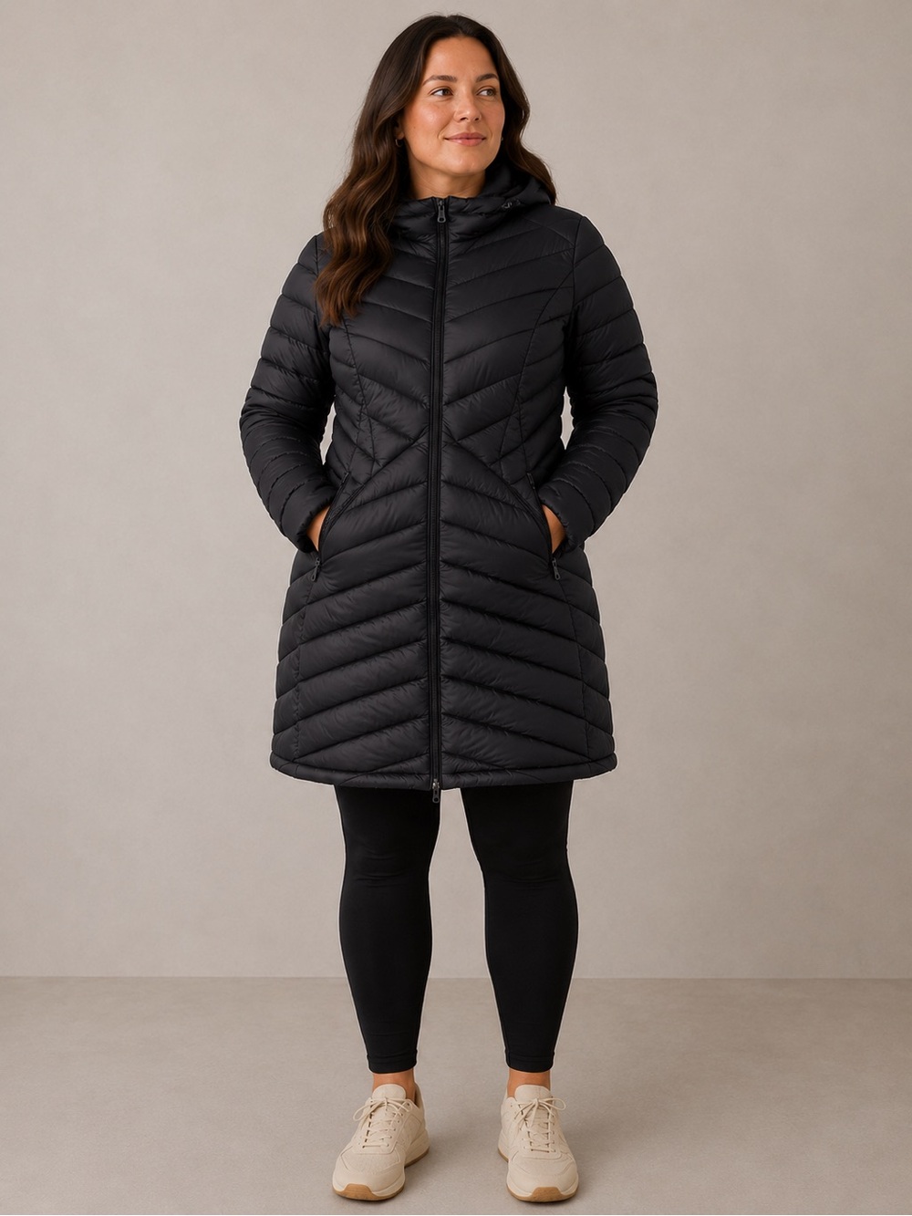 Andrew Marc Women’s Black Hooded Long Quilted Puffer Coat - Down Filled